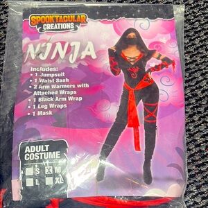 Red and Black Ninja Costume Sleek Design Full-Body Jumpsuit